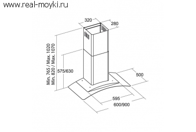 Вытяжка для кухни Cata C 500 Glass Black