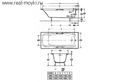 Ванна Jacob Delafon Diapason E2926