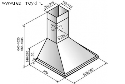 Вытяжка для кухни Elikor ОПТИМА 50 медный антик
