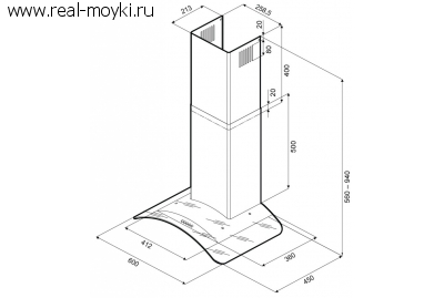 Вытяжка для кухни Krona Sabrina 600 Black/Black glass push button