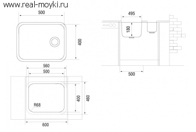 Мойка для кухни Longran Birmingham BIC500.400