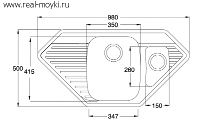 Мойка для кухни Longran Edinburgh EDR 980.500 15