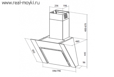 Вытяжка для кухни Maunfeld TWEED MODERN 800 мм/ нерж+черное стекло