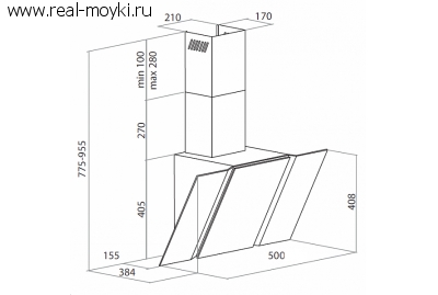 Вытяжка для кухни Maunfeld Trent Glass 50 Серебр.+Черное стекло