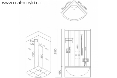 Гидромассажная душевая кабина Aqua Joy Modern AJ-3960 (медная стенка)