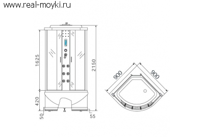 Гидромассажная душевая кабина Erlit ER2509TP-C4