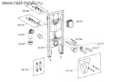 Система инсталляции 4 в 1 для подвесного унитаза с кнопкой смыва Grohe Rapid SL 38750001