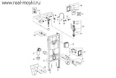 Система инсталляции 4 в 1 для подвесного унитаза с кнопкой смыва Grohe Rapid SL 38813001