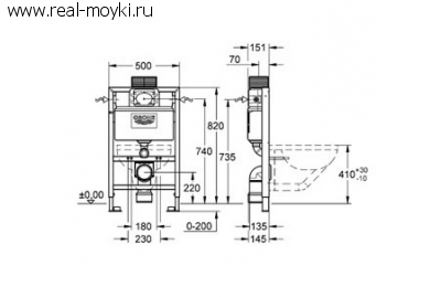 Система инсталляции для подвесных унитазов Grohe Rapid SL 38526000