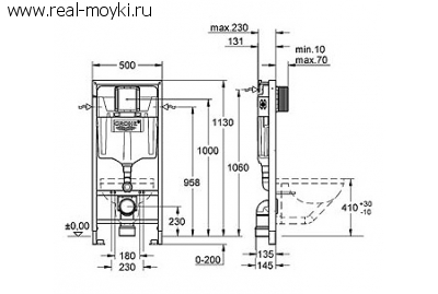 Система инсталляции для подвесных унитазов Grohe Rapid SL 38539001