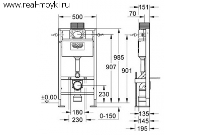 Система инсталляции Grohe Rapid SL 38586001 для унитазов усиленная