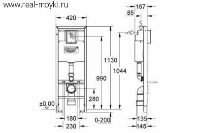 Система инсталляции Grohe Rapid SL 38675001 для унитазов