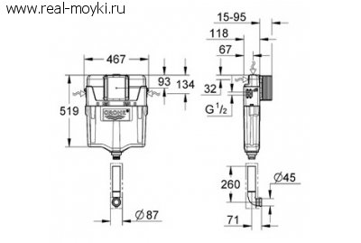 Смывной бачок скрытого монтажа Grohe GD2 38661000
