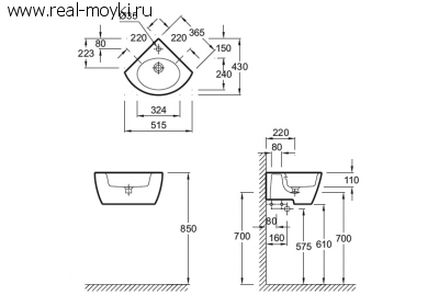 Раковина Jacob Delafon Ove E1566