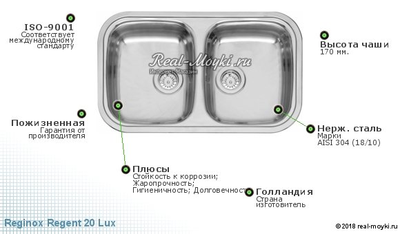 Мойка для кухни Reginox Regent 20 Lux