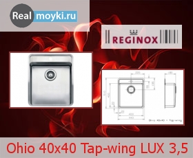   Reginox Ohio 40x40 Tap-wing LUX 3,5